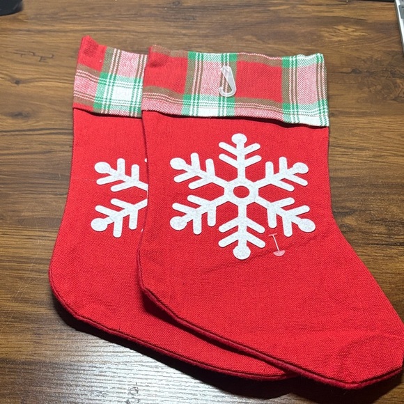 Red Christmas Stockings with Snowflake Design - Picture 1 of 3